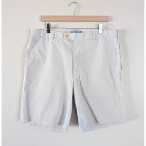 Peter Millar Striped Shorts Sz 36 Brown White Resort Vacation Casual Travel Mens
